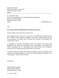 Surat Tunjuk Sebab Tidak Hadir Perhimpunan Asrama