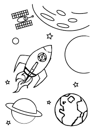 An astronaut landing on a planet. Spaceship Out Of Galaxy Coloring Page Netart