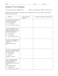 Newtons 2nd Law Practice Worksheet Practices Worksheets Newtons Second Law Newton