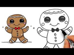 How To Draw Cute Gingerbread Man Easy For Beginners Kawaii Drawings Cute Drawings Easy Christmas Drawings