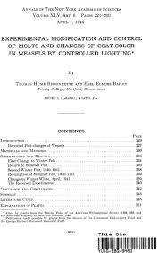Publication in its journal, pnas; Experimental Modification And Control Of Molts And Changes Of Coat Color In Weasels By Controlled Lighting Bissonnette 1944 Annals Of The New York Academy Of Sciences Wiley Online Library