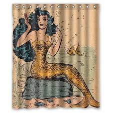 Home In 2020 Mermaid Shower Curtain Vintage Mermaid Vintage Shower Curtains