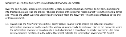 What exactly is supreme drop? Question 1 The Market For Vintage Designer Goods Chegg Com