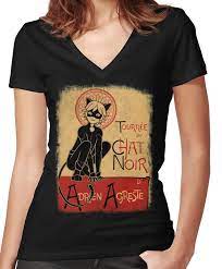 Tournee Du Chat Noir Women S Fitted V Neck T Shirt Sassy Shirts Tournee Du Chat Noir Chat Noir