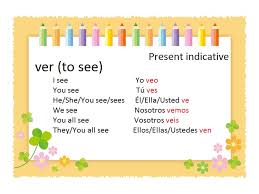 In these cases, the infinitive verb is working as a direct object or indirect object. Ver Conjugation In Spanish Spanishdictionary