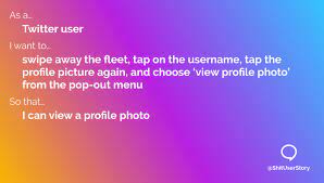 Shit User Story On Twitter As A Twitter User I Want To Swipe Away The Fleet Tap On The Username Tap The Profile Picture Again And Choose View Profile Photo