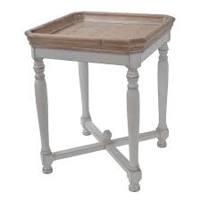 A B Home Alcott Aged White Square Side Table Aged White Natural In 2021 Square Side Table Side Table Tray Table