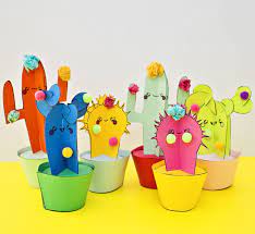 The magic flower of a cactus. Diy Happy Cactus Paper Plants With Templates Fun Arts And Crafts Paper Cactus Paper Flower Template