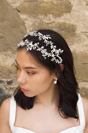 Florence Bridal Silver Double Headband with Pearl