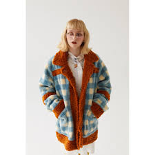 Check Teddy Borg Fur Coat