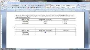 This Video Shows You How To Create Apa Formatted Tables In Microsoft Word 2007 10 Apa Format Template Word Template Apa Template