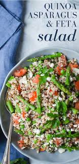 Quinoa Asparagus And Feta Salad Recipe Asparagus Salad Recipe Grain Salad Recipes Feta Salad