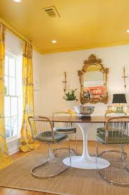 Bright Yellow Ceiling Showtime By Benjamin Moore Eclectic Dining Room By Heather Banks Dining Room Small Family Dining Rooms Eclectic Dining Room