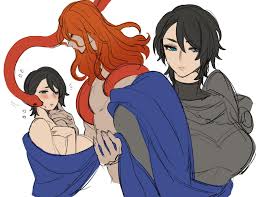 Rule 34 Dev - 1boy 1girl armor black_hair blue_eyes blue_robe blush  breastplate breasts closed_mouth elden_ring  elden_ring:_shadow_of_the_erdtree heart highres large_breasts long_hair  looking_at_viewer messmer_the_impaler notice_lines nude ...