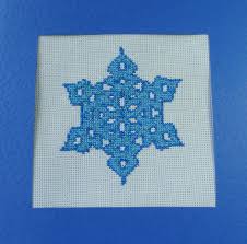 Electric Blue Snowflake Counted Cross Stitch Pattern Acneedlework