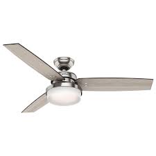 Hunter Sentinel 52 In Led Indoor Brushed Nickel Ceiling Fan With Light Kit And Universal Remote Ceiling Fan With Remote Ceiling Fan Brushed Nickel Ceiling Fan