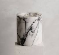 White Marble Candle Holder - Refillable