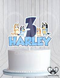 Cartoon birthday cake 4th birthday cakes daddy birthday birthday parties kids party decorations party themes party ideas cartoon characters cartoon dog. Bluey Birthday Cake Topper Cmpartycreations