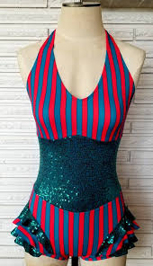 Black And White Vertical Striped Corset Teal And Coral Striped Corset Costume Made To Order Corset Costumes Aerial Costume Dance Outfits