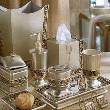Shop bathroom accessories in patterns like ethnic motifs, floral. Golden Matel Metal Bathroom Sets Rs 2200 Set Midway Exports Id 6555812333