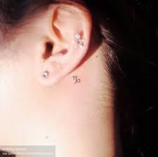 Capricorn Zodiac Symbol Tattoo Behind The Left Ear Behind Ear Tattoo Small Behind The Ear Tattoos Tattoos Behind The Ear