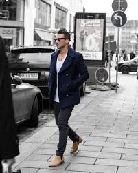 Nautical Coat Chelsea Boots Menstyle Dapper Men Street Style Fashion Brought To You By Tom Maslanka Mens Street Style Mens Outfits Mens Clothing Styles