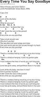 Take A Look To The Sky Just Before You Die Lyrics Bluegrass Songs With Chords Every Time You Say Goodbye Say Goodbye Lyrics You Say Goodbye Lyrics And Chords