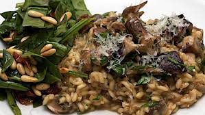 This salmon and pea risotto recipe is great for the whole family. Jamie S 30 Minute Mushroom Risotto And Spinach Salad Jono Jules Do Food Wine