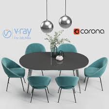 This 9 piece outdoor dining set with elegant design will be the focus of your garden or courtyard. 3d Blue Cushion Chair Modern Dining Table Render Ready