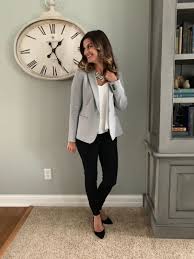 Black Blazer Outfits Women S Ready For Work Outfit Grey Blazer With Black Pants Justpostedblog Shopstyle Shopthelook Blazer Outfits For Women Womens Casual Outfits Casual Work Outfits