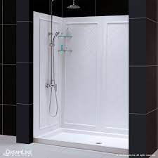 Besides good quality brands, you'll also find plenty of discounts when you shop for kit shower during big sales. Slimline 32 60 In X 30 36 In Single Threshold Shower Base Center Drain And Qwall 5 Shower Backwall Kit Dreamline