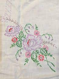 Choose from a variety of floral table runner designs or create your own! Hand Embroidered Vintage Table Cloth Cover 33 Etsy Rose Embroidery Pattern Hand Embroidery Patterns Vintage Embroidery