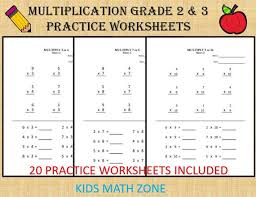 Multiplication Worksheets For Grade 2 3 20 Sheets Pdf Etsy