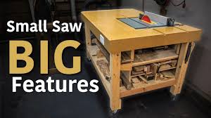My Table Saw Workstation A Jobsite Saw Loaded With Extras Youtube Wood Bench Plans Table Saw Workbench Table Saw