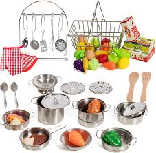 Action figures, building sets, character shop, dolls Buy Iq Toys 50 Piece Complete Pretend Play Food And Kitchen Set Complete With Supermarket Shopping Basket Toy Cooking Pots Pans And Utensils Kitchen Play Food And Accessories Online In Indonesia B0746sx27t
