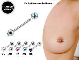 Titanium Nipple Barbell With Gem CZ Crystal Nipple Jewelry - Etsy Finland