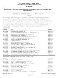 U.S. Department of Transportation Federal Motor Carrier Safety  Administration REGISTER