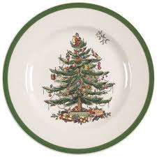 Dinner plate, salad plate, bread and butter. Spode Christmas Tree Green Trim Replacements Ltd