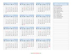 Find calendar 2021 on category printable calendars. Yearly Calendar 2021 Free Download And Print