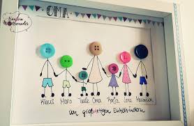 Knopfbild Diy Oma Geschenk Familie Bilderrahmen Basteln Mit Knopfen Geschenk Oma Basteln Geschenke Fur Oma Basteln Basteln Oma