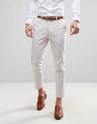 Asos Wedding Skinny Crop Smart Pants In Cream Pants Outfit Men Cropped Pants Men Mens Fashion Suits Casual