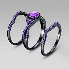 Turkish Engagement Couple Rings Purple Cubic Zirconia Black Women S Wedding Ring Set O Jewe Womens Wedding Ring Sets Wedding Rings For Women Wedding Ring Sets