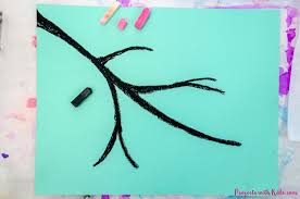 Define the places for the flowers. Chalk Pastel Cherry Blossom Art Project For Kids Projects With Kids