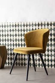 Deco Velvet Dining Chair Golden Ochre Rockett St George Velvet Dining Chairs Dining Room Chairs Upholstered Leather Dining Room Chairs