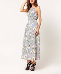 Spring Wedding Guest Looks Laklook Gray Floral Tie Neck Maxi Dress Women Zulily Womens Maxi Dresses Womens Dresses Dresses