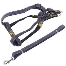 BG-Q1025 Leash+Chest Strap Thickened Strong Denim Pet Dog Leash Set, Size:  M(Black)
