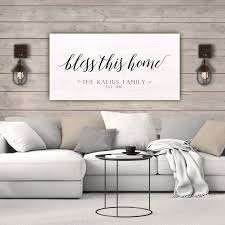 Bless This Home Farmhouse Sign Personalized Canvas Sign Etsy Farmhouse Wall Art Personalized Wall Art Personalised Canvas