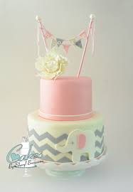 Pink White And Gray Chevron Baby Shower Cake Baby Shower Bolos De Elefante Baby Shower Cakes Shower Cake
