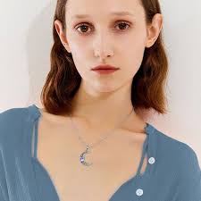 Sterling Silber Mondstein Mond Urne Halskette