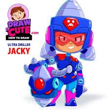 Jacky es una brawler de rareza superespecial que se desplaza saltando en su martillo de neumático. How To Draw Ultra Driller Jacky Brawl Stars Draw It Cute